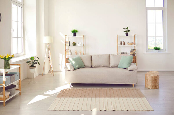 Muebles Moda Interiores Modernos Interior Moderno Salón Luz Vacía Con — Foto de Stock