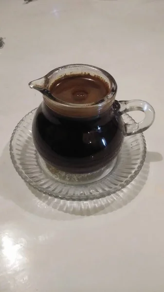 Ceașcă Cafea Lingură Masă Lemn — Fotografie, imagine de stoc