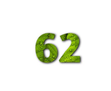 Beyaz arkaplanda yeşil damlalardan oluşan 63 numara