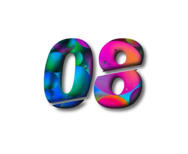 8 numara neon gökkuşağı renkleriyle