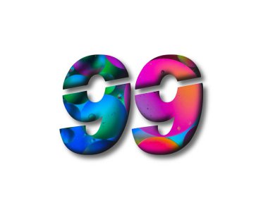 Numara 90. Beyaz arkaplanda kesim numarası olan kesim efektli 9 renk numarası.