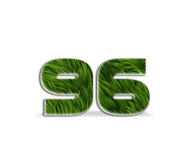 93d beyaz arka planda gölgesi olan yeşil çimen.