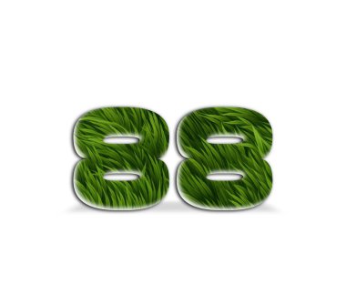 3D görüntüleme 82 numaralı çimen beyaz arkaplan izole.