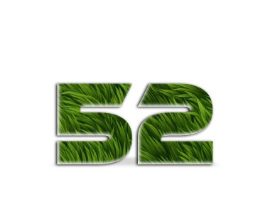 3 d numara 4 35 yeşil çimen dokusu beyaz arkaplanda izole