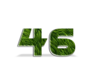 45numara 3 d Beyaz arka planda izole edilmiş yeşil çimen 3 boyutlu poster, özel satış, alışveriş, reklam afişi, etiket tasarımı