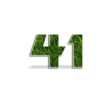 Beyaz arkaplanda izole edilmiş çimenden yapılmış 44 numara.