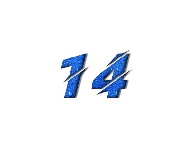 113d mavi numara 14, beyaz arkaplanda gölge var.