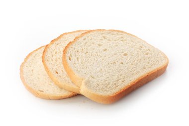 Lezzetli bir mutfak. Beyaz grupta izole edilmiş taze beyaz ekmek