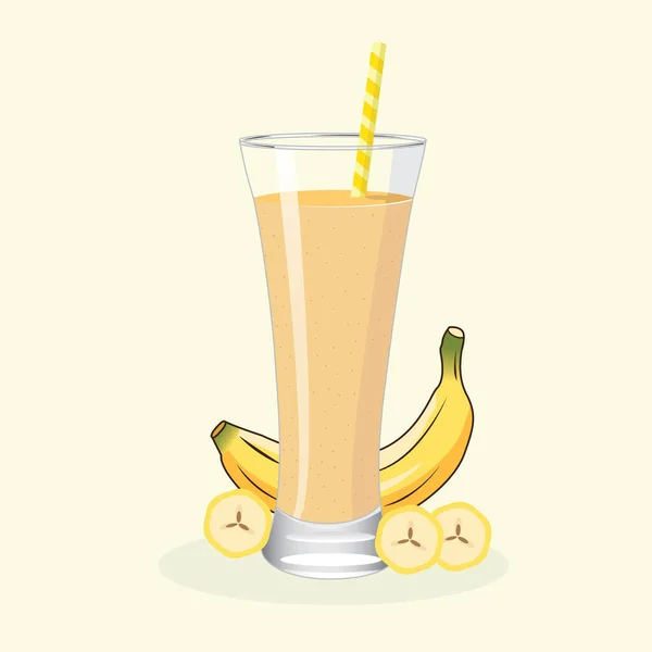 Banana Juice Vector Illustration Fresh Healthy — Stock Vector