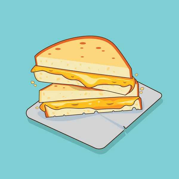 Sandwich Gegrillter Käse Vektor Illustration — Stockvektor