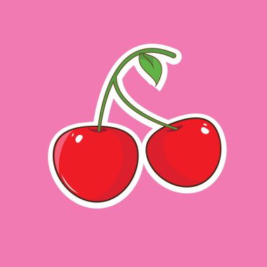 Şirin kirazlı etiket vektörü 