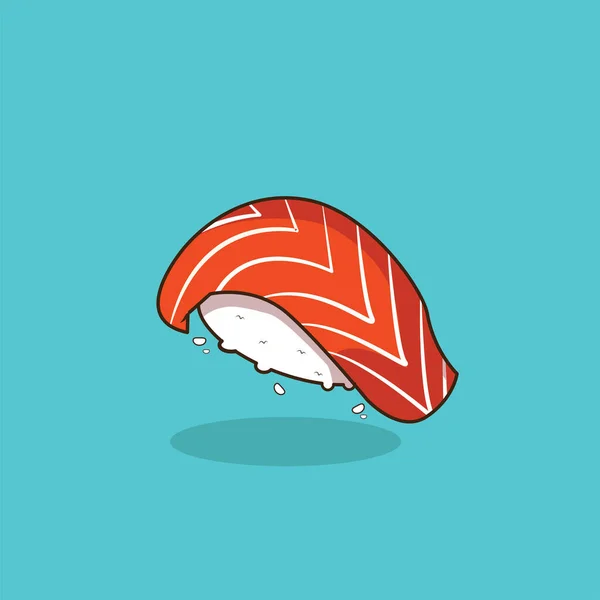 Zalm Sushi Vector Illustratie Japan Voedsel — Stockvector