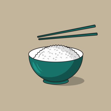 Çubuklu pirinç kasesinin vektör çizimi