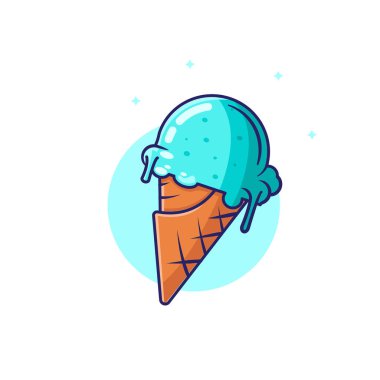 Dondurma çizimi mavi çizgi film tasarımı 