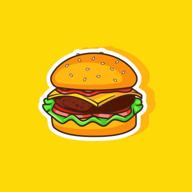 Burger sticker çizim tasarım biçimi 