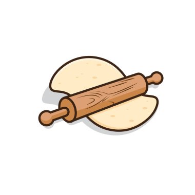 Ahşap hamur rulo vektör çizim 