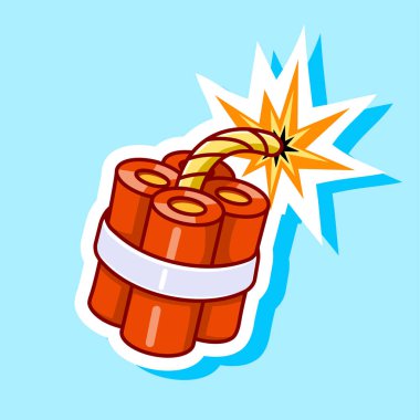 Yanan Fünye Etiketi Çizim Tasarımı ile Vektör Dinamit