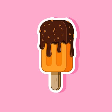 Çikolata kaplı buz çubuğu yapıştırıcı vektör çizim tasarımı