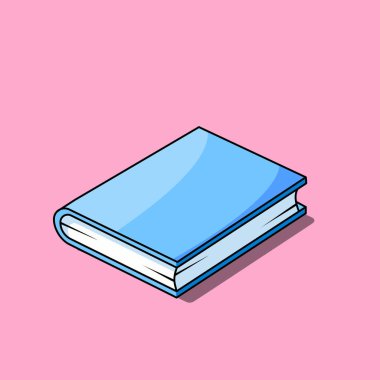 Pembe Arkaplan Vektör İllüstrasyon Çizgi Filmi Tasarımı Üzerine Mavi Kitap Çizimi