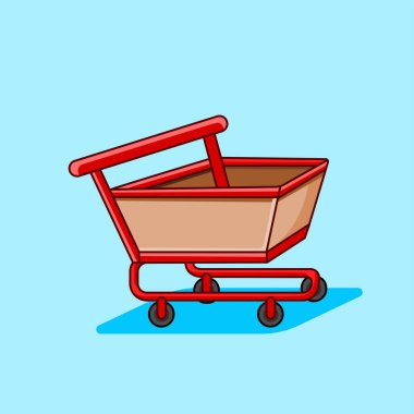 Alışveriş Arabası Vektörü Çizgi Film Tasarımı 