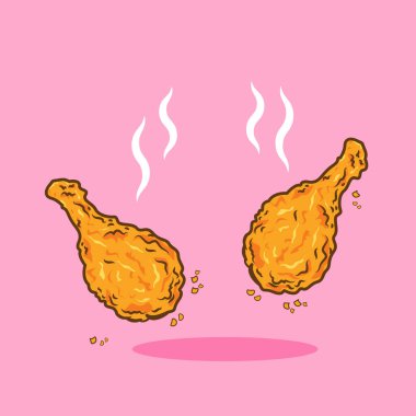 Sıcak Çıtır Kızarmış Tavuk Davul Çubuğu Vektör Çizgi Film Tasarımı