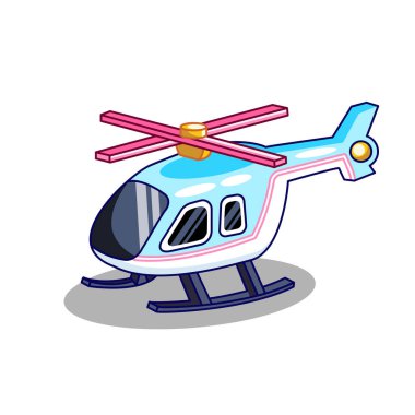Uçuş Vektörü İllüstrasyonunda Çizgi Film Helikopteri İzole Tasarım