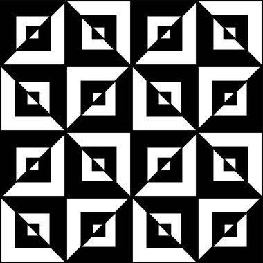Optical Illusion Black and White Geometric Square Grid Pattern Vector Illustration 