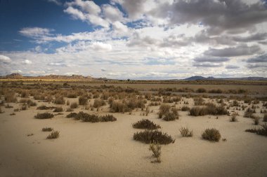 Pamplona Doğal Parkı 'ndaki Bardenas Reales' in çarpıcı manzarasını bu çarpıcı fotoğrafla keşfedin ve bölgenin kendine özgü ve büyüleyici arazisini gösterin. Bölgenin kendine özgü yazımının güzelliğine dalın ve...