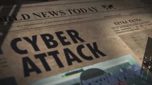 Ziar Animat Despre Tema Atacurilor Hackerilor Criminalității Cibernetice Online — Videoclip de stoc