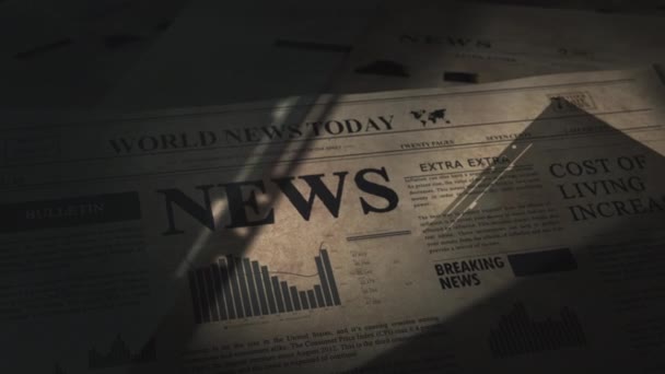 Manchetes Notícias Última Hora Jornal Diário Rastreamento Filmado Sobre Vários — Vídeo de Stock