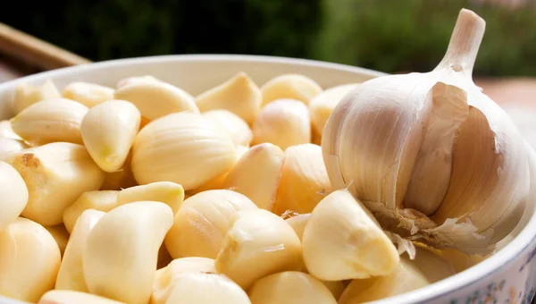 Garlic Cloves Garlic Peeled Garlic Cloves — Stock Photo, Image