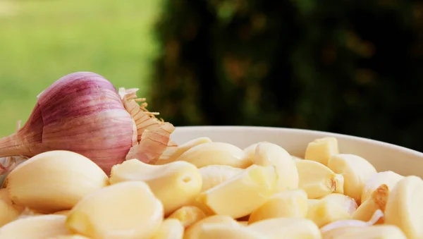 Garlic Cloves Garlic Peeled Garlic Cloves — Stock Photo, Image