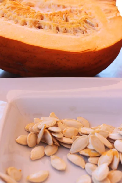 Vegetable - pumpkin, close-up. pumpkin seeds