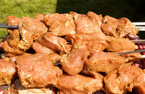 Барбекю Шашлык Шампуре Жареное Мясо Огне Шампуре Жареное Мясо Гриле — стоковое фото