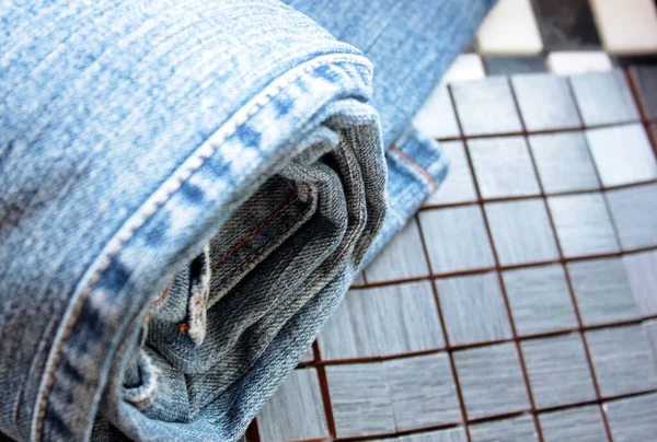 Denim 斜纹棉布牛仔裤质地 Jeans的背景斜纹斜纹棉织物或斜纹斜纹斜纹棉织物背景 — 图库照片