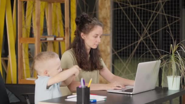 Lavoro Distanza Freelance Part Time Donna Congedo Maternità Lavoro Casa — Video Stock