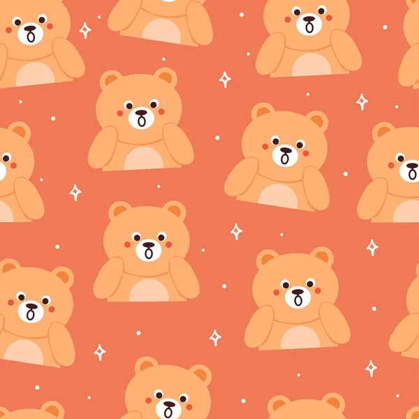 Бесшовный Шаблон Милый Счастливый Медведь Красивые Обои Животных Текстиля Бумага — стоковый вектор