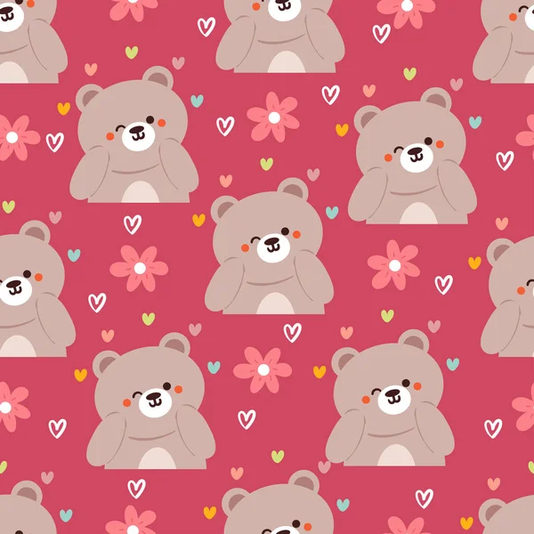 Bezproblemowy Wzór Ładny Szczęśliwy Niedźwiedź Słodkie Zwierząt Tapety Dla Tekstyliów — Wektor stockowy