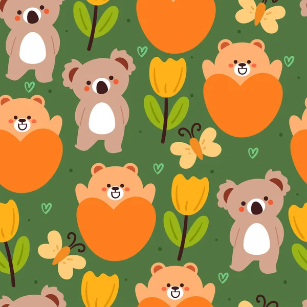 Kusursuz Desenli Koala Ayı Çizgi Filmi Tekstil Için Sevimli Hayvan — Stok Vektör