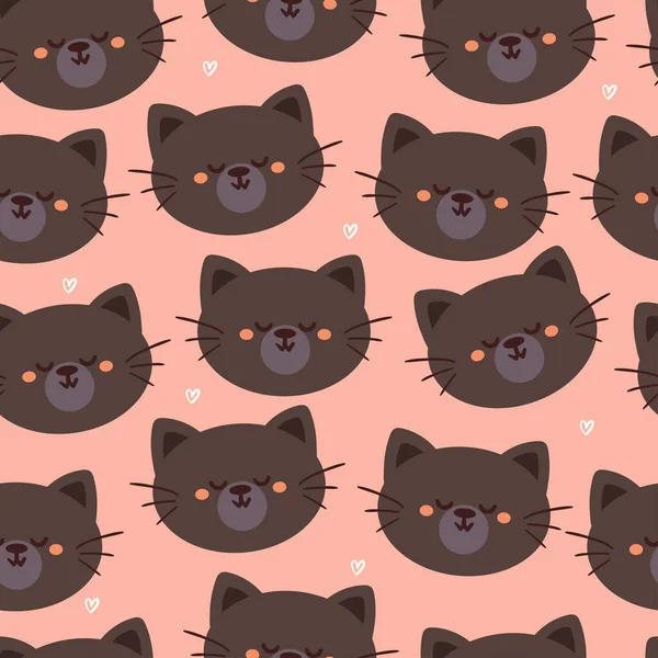 Seamless Pattern Cartoon Cat Cute Animal Wallpaper Textile Gift Wrap — Stock Vector