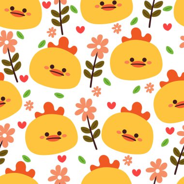 Kusursuz desenli karikatür hatunu ve bitki. Tekstil için sevimli hayvan duvar kağıdı, hediye paketi kağıdı