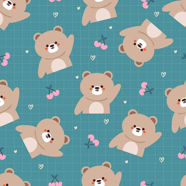 无缝图案的卡通熊 礼物包装纸用可爱的动物壁纸插图 — 图库矢量图片