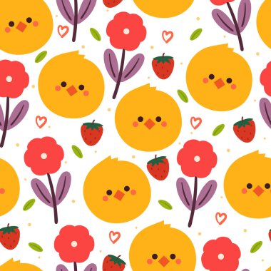 Kusursuz desenli karikatür hatunu ve bitki. Tekstil için sevimli hayvan duvar kağıdı, hediye paketi kağıdı