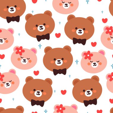 Kusursuz desenli çizgi film ayıları. hediye paketi kağıdı için sevimli hayvan duvar kağıdı çizimi