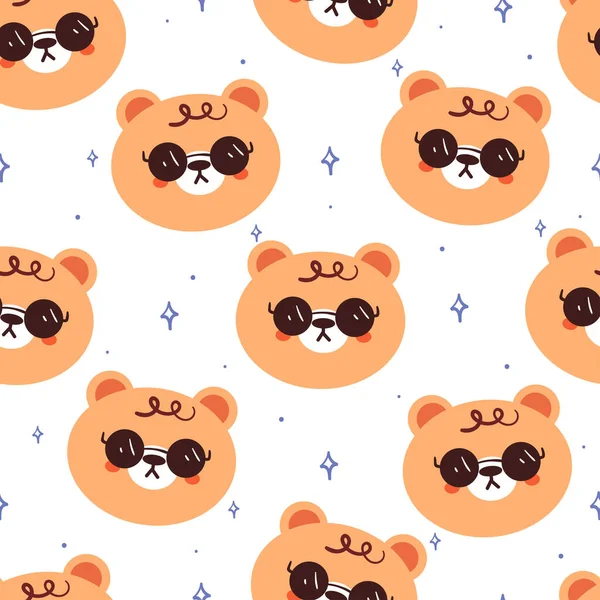 Plynulý Vzor Kreslených Medvědů Roztomilý Zvířecí Tapety Ilustrace Pro Dárek — Stockový vektor