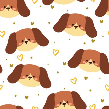 Kusursuz desenli çizgi film köpeği. Tekstil için sevimli hayvan duvar kağıdı, hediye paketi kağıdı