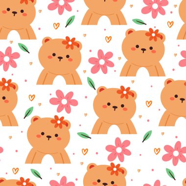 Kusursuz desenli çizgi film ayıları. hediye paketi kağıdı için sevimli hayvan duvar kağıdı çizimi