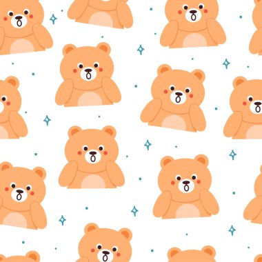 Kusursuz desenli çizgi film ayıları. hediye paketi kağıdı için sevimli hayvan duvar kağıdı çizimi