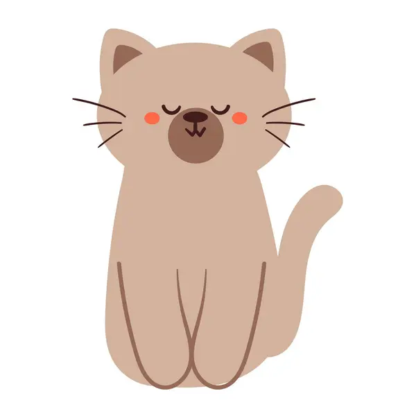 Gambar Tangan Kucing Kartun Lucu Corat Coret Hewan - Stok Vektor