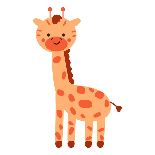Hand Drawing Cartoon Giraffe Cute Animal Icon — Stock Vector